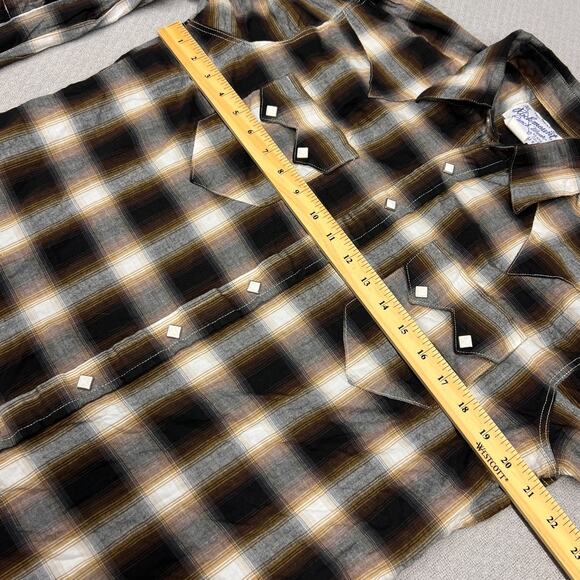 Vtg Rockmount Ranch Wear Pearl Snap Shirt Mens Small Plaid Diamond Western Retro - Picture 6 of 7